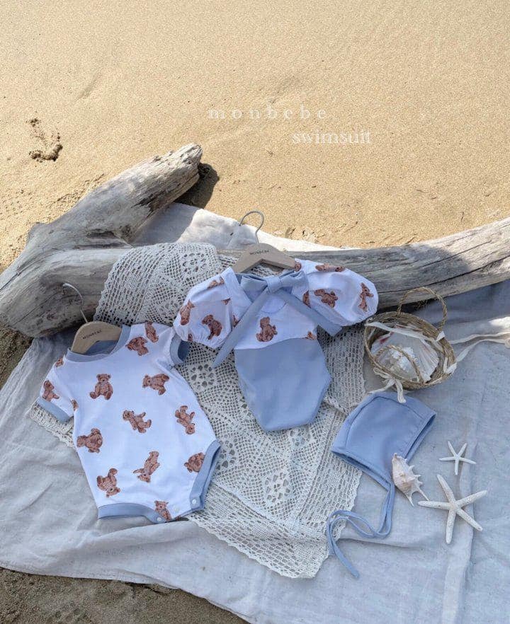 Monbebe 熊仔泳衣套裝(連泳帽)