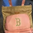 [S] MLB KID'S MONOGRAM BOSTON REDSOX HAND BAG,BEIGE/PINK, 7AUBM023NGP001-43GOS (SMLB246)