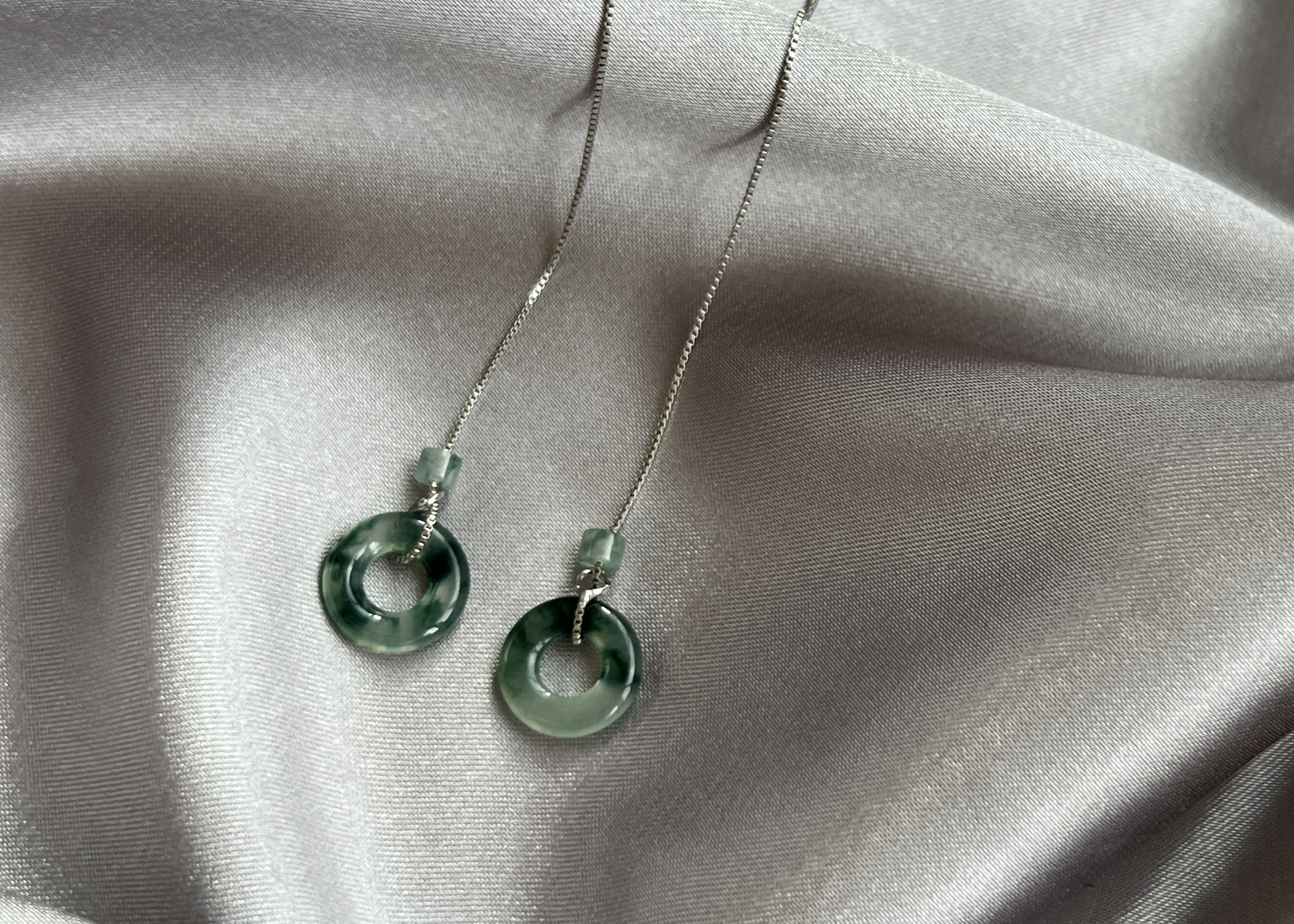 冰玻飄花耳線18K