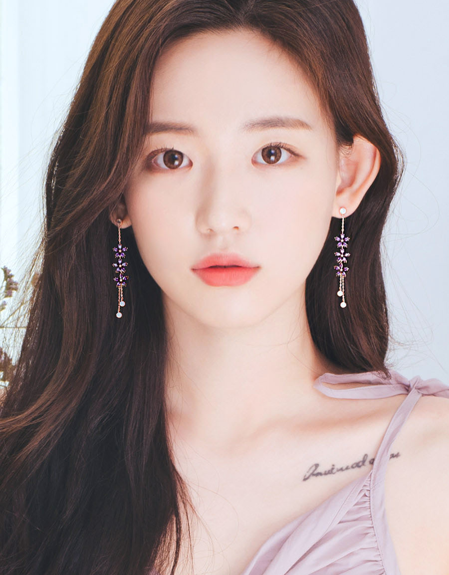 韓國WING BLING授權 薰衣草紫水晶垂墜兩式耳環(IU同款)