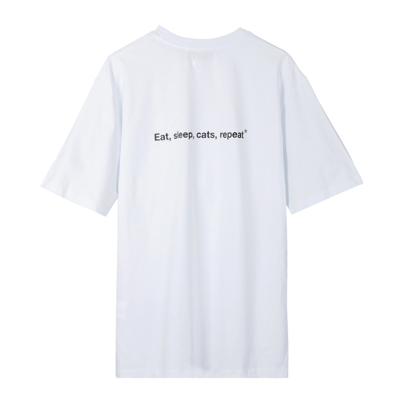 MSGM 貓咪圖案白色T恤 -T