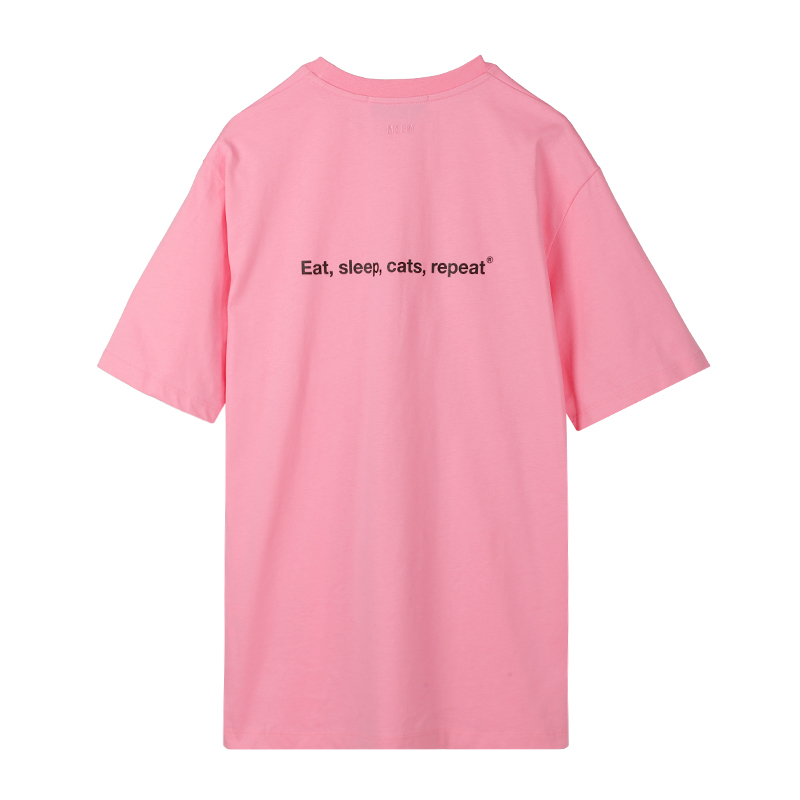 MSGM 貓咪圖案粉色T恤 -T