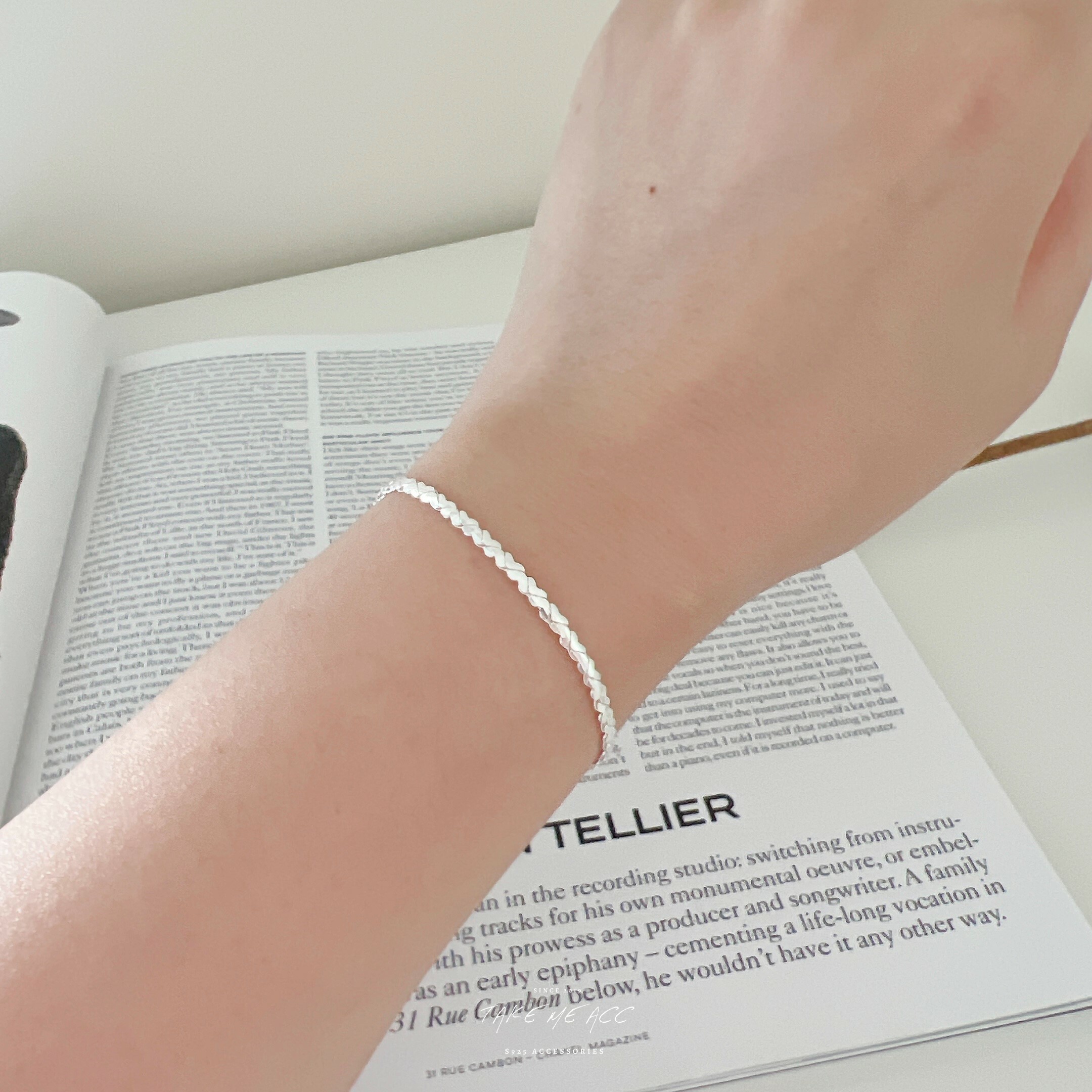 很可愛的純銀並排愛心手鍊｜ 韓國連線