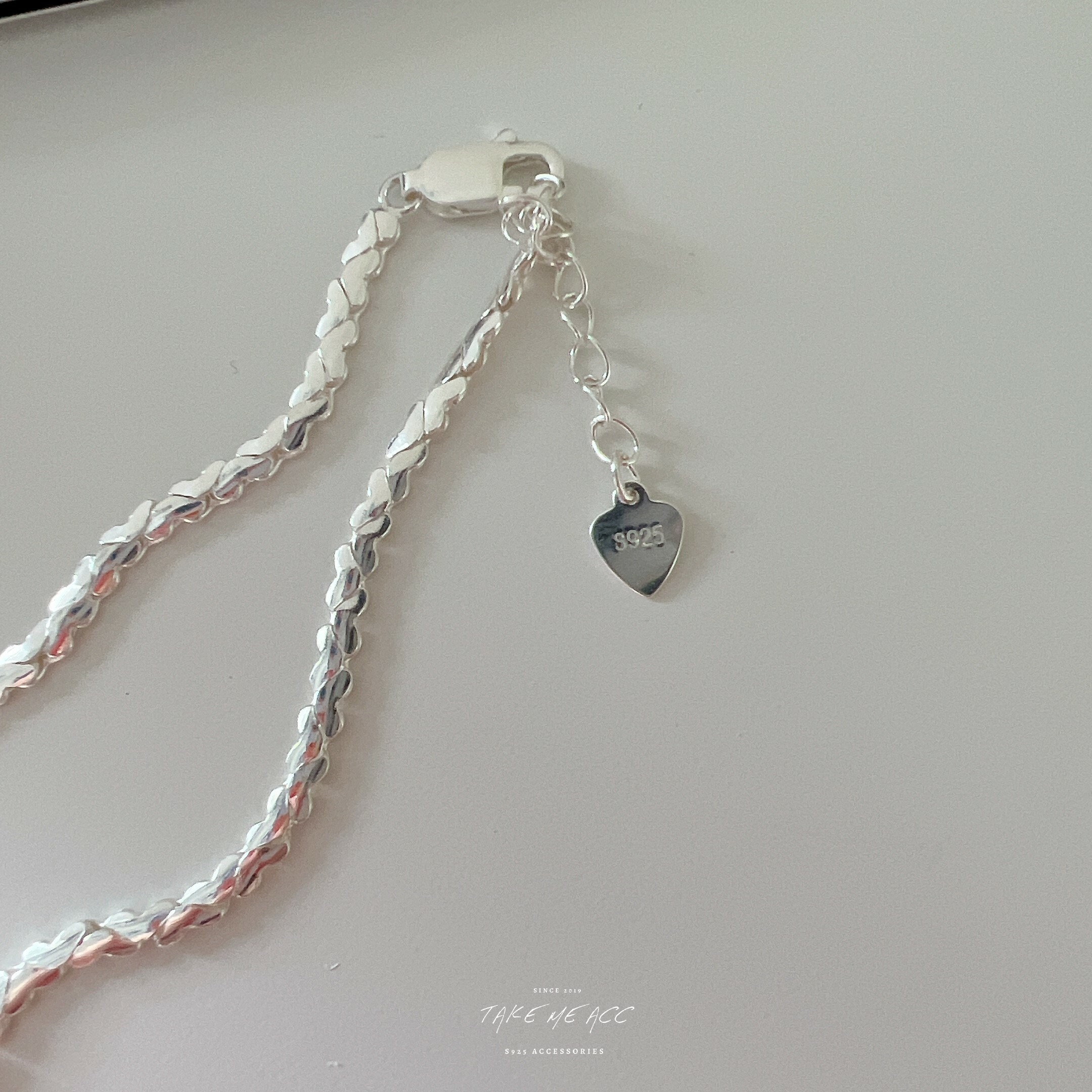 很可愛的純銀並排愛心手鍊｜ 韓國連線