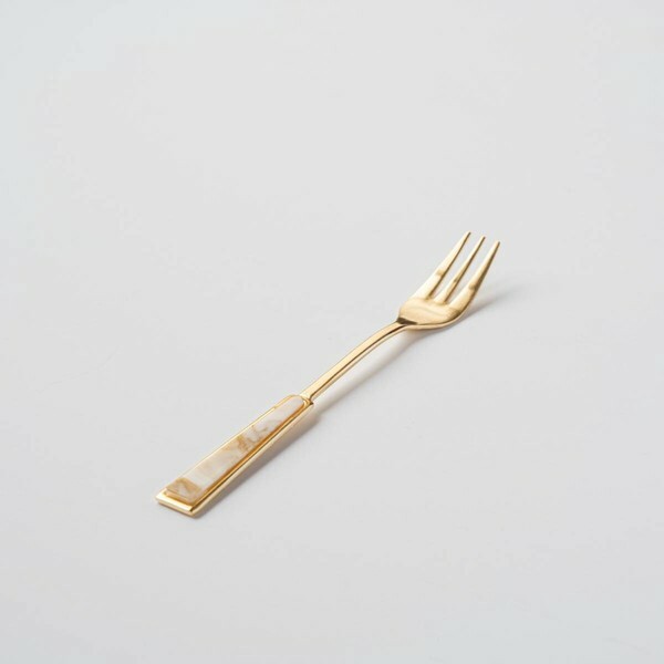 白色大理石紋 14公分甜點叉｜日本Tsubame-Sanjo 燕三條