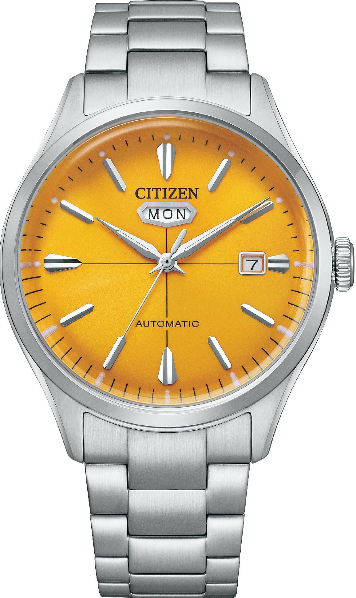 萬年鐘錶 - Citizen 星辰錶 CITIZEN  朝日C7  晨曦黃色表面紳士機械男錶  NH8391-51Z   錶徑40.2MM