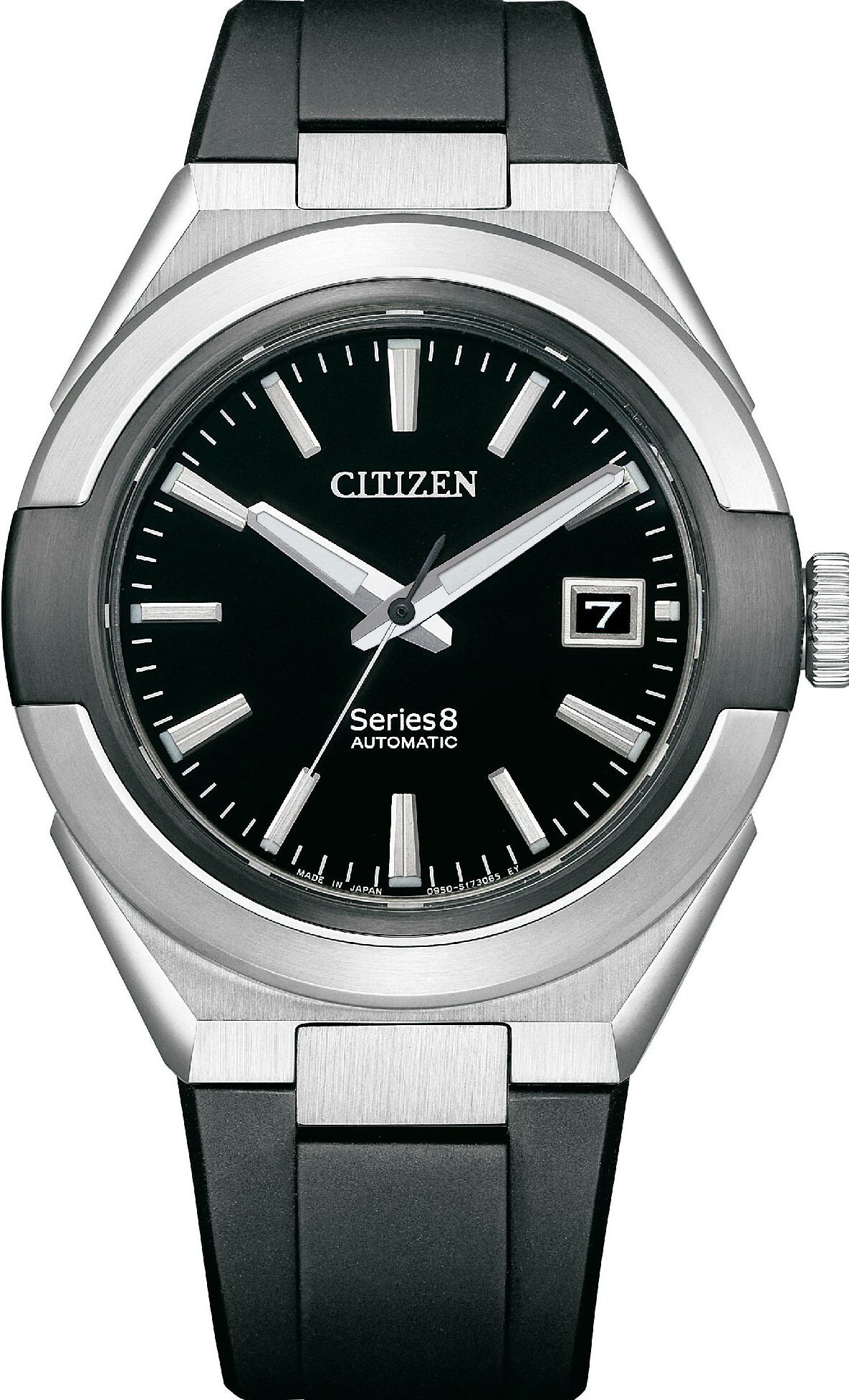 萬年鐘錶 - Citizen 星辰錶 series 8系列 870款  無畏、俐落、簡約款經典橡膠錶帶款機械男錶  NA1004-10E  錶徑40.8MM