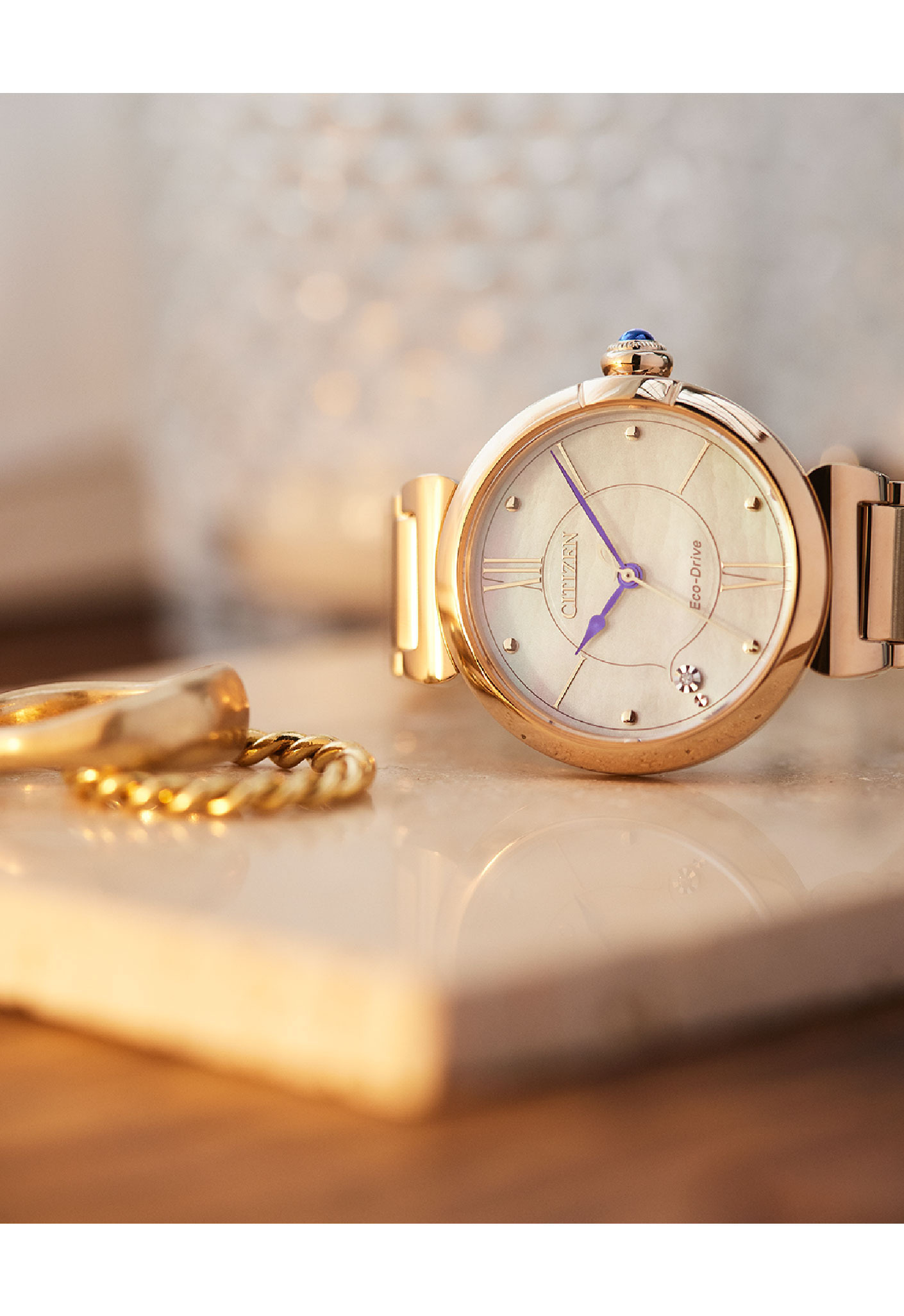 萬年鐘錶 - Citizen 星辰錶   L系列 幸福鈴蘭玫瑰金光動能女錶  EM1073-85Y  錶徑 29.5MM