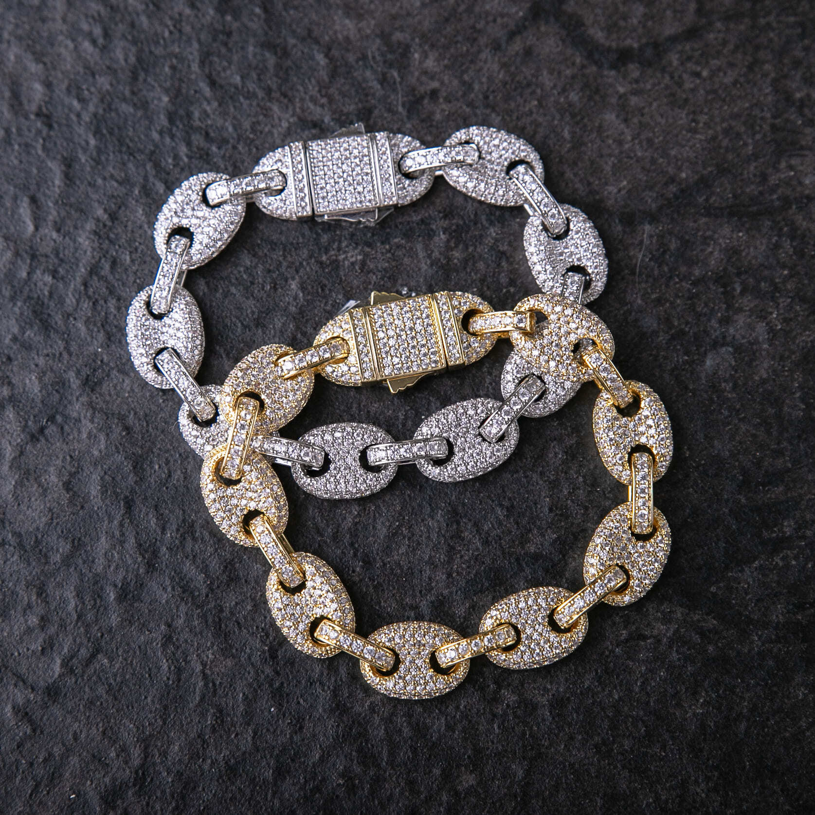 12mm滿鑲豬鼻GU手鍊