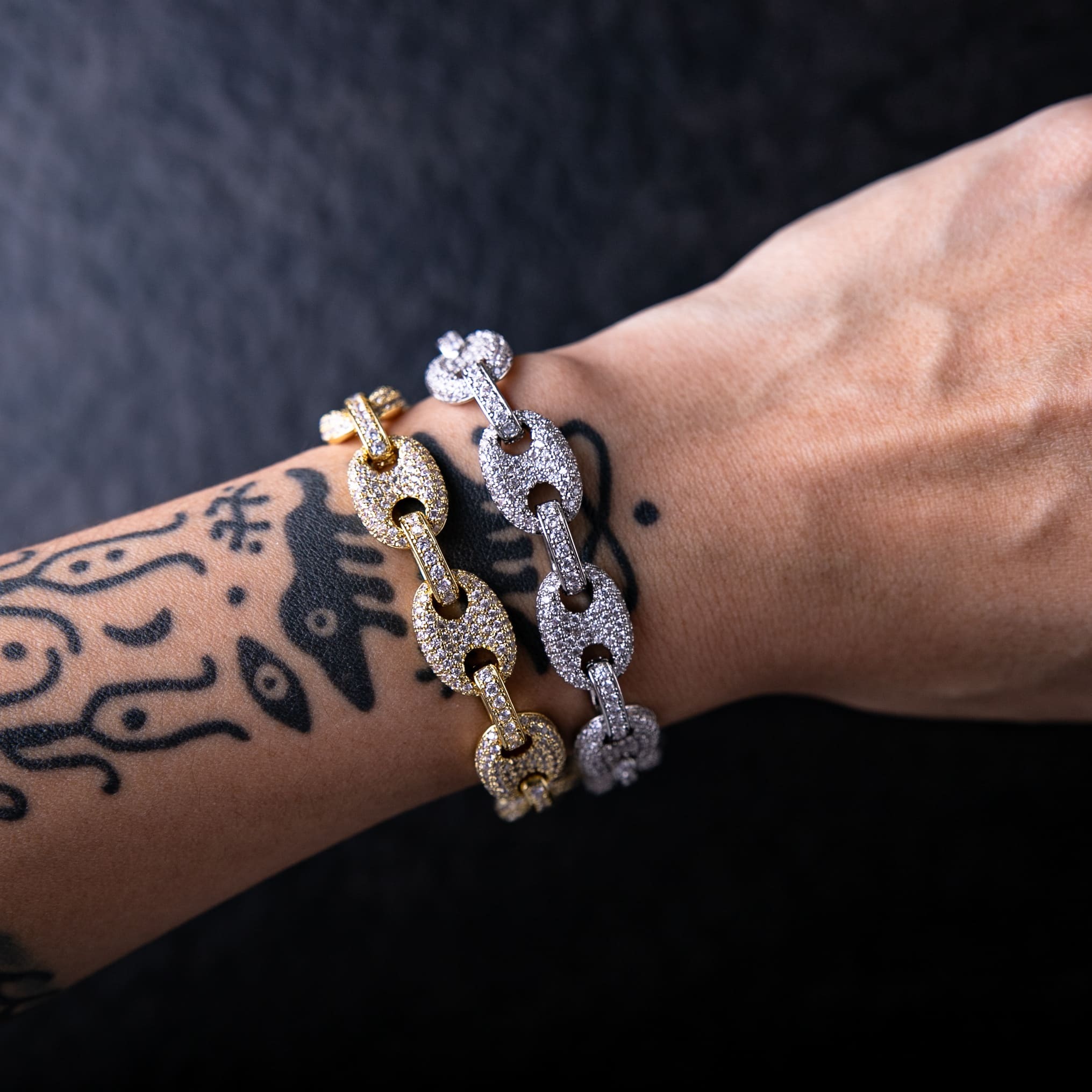 12mm滿鑲豬鼻GU手鍊