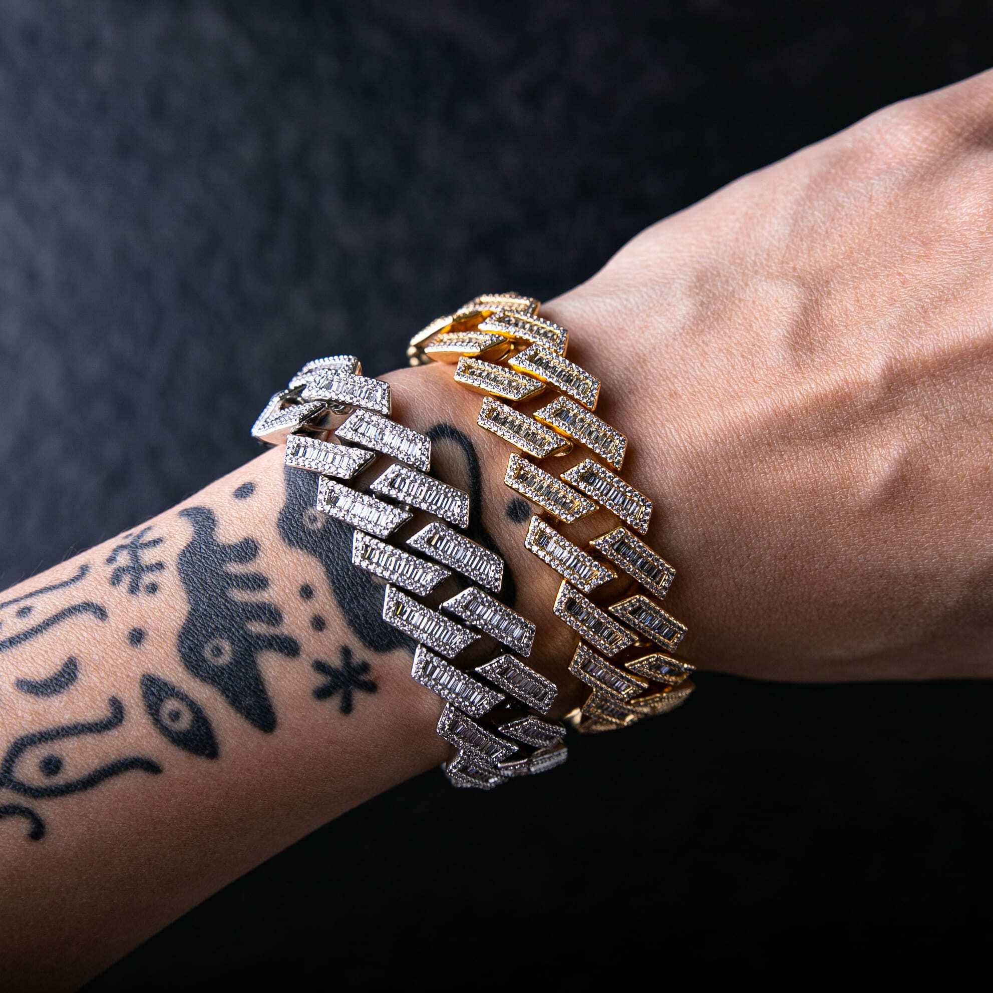 18mmT方混鑲菱形古巴手鍊