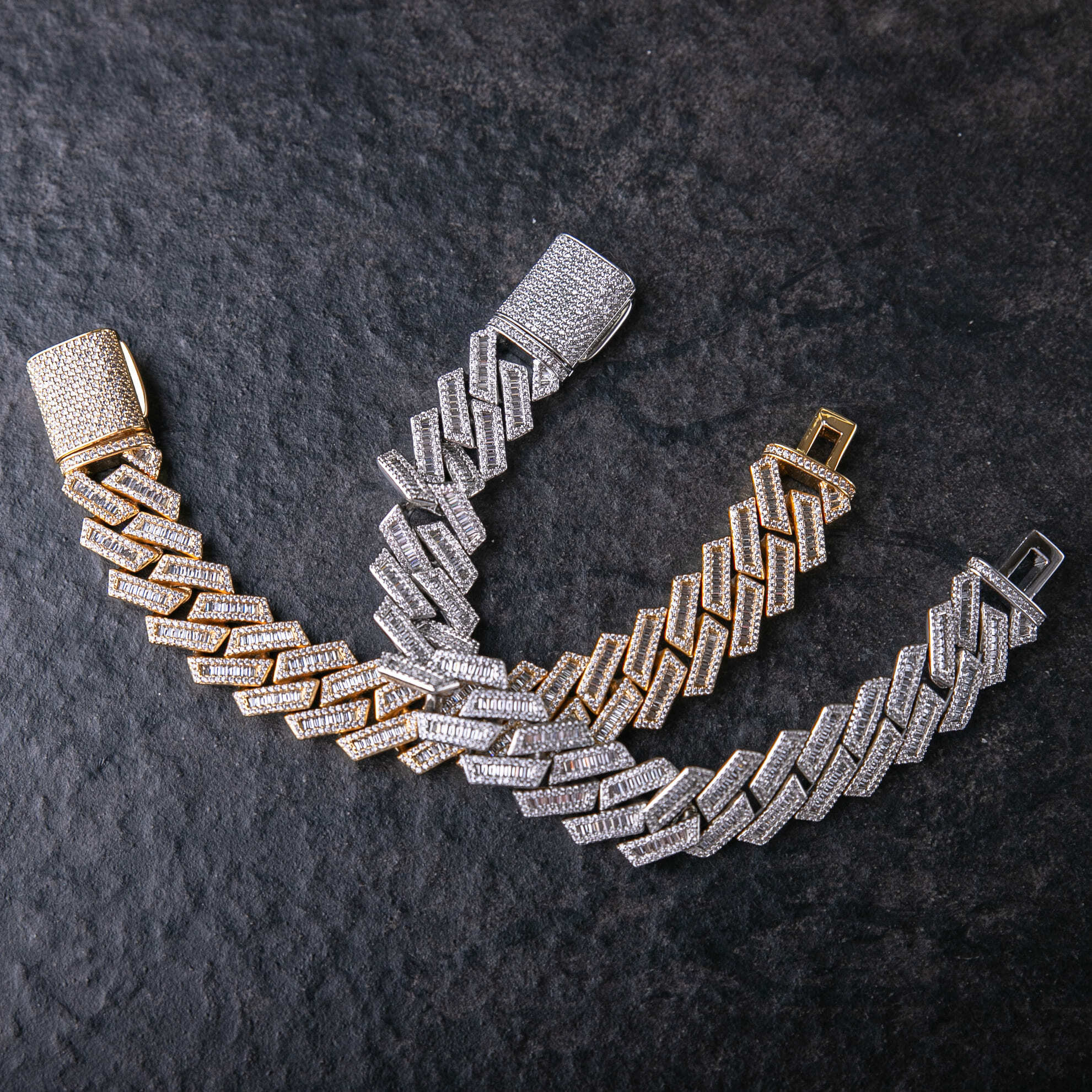 18mmT方混鑲菱形古巴手鍊