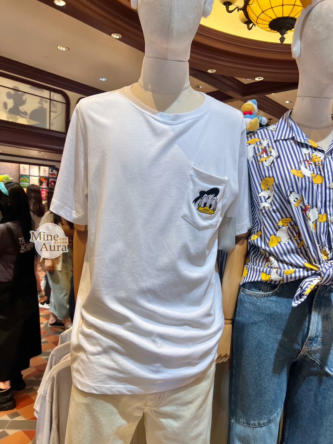 唐老鴨 Donald 大頭口袋 背後圖案 白色 上衣 短T -香港迪士尼樂園