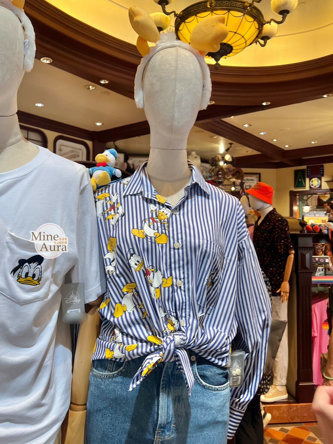 唐老鴨 Donald 圖案 口袋造型 直條紋 襯衫 外套 -香港迪士尼樂園