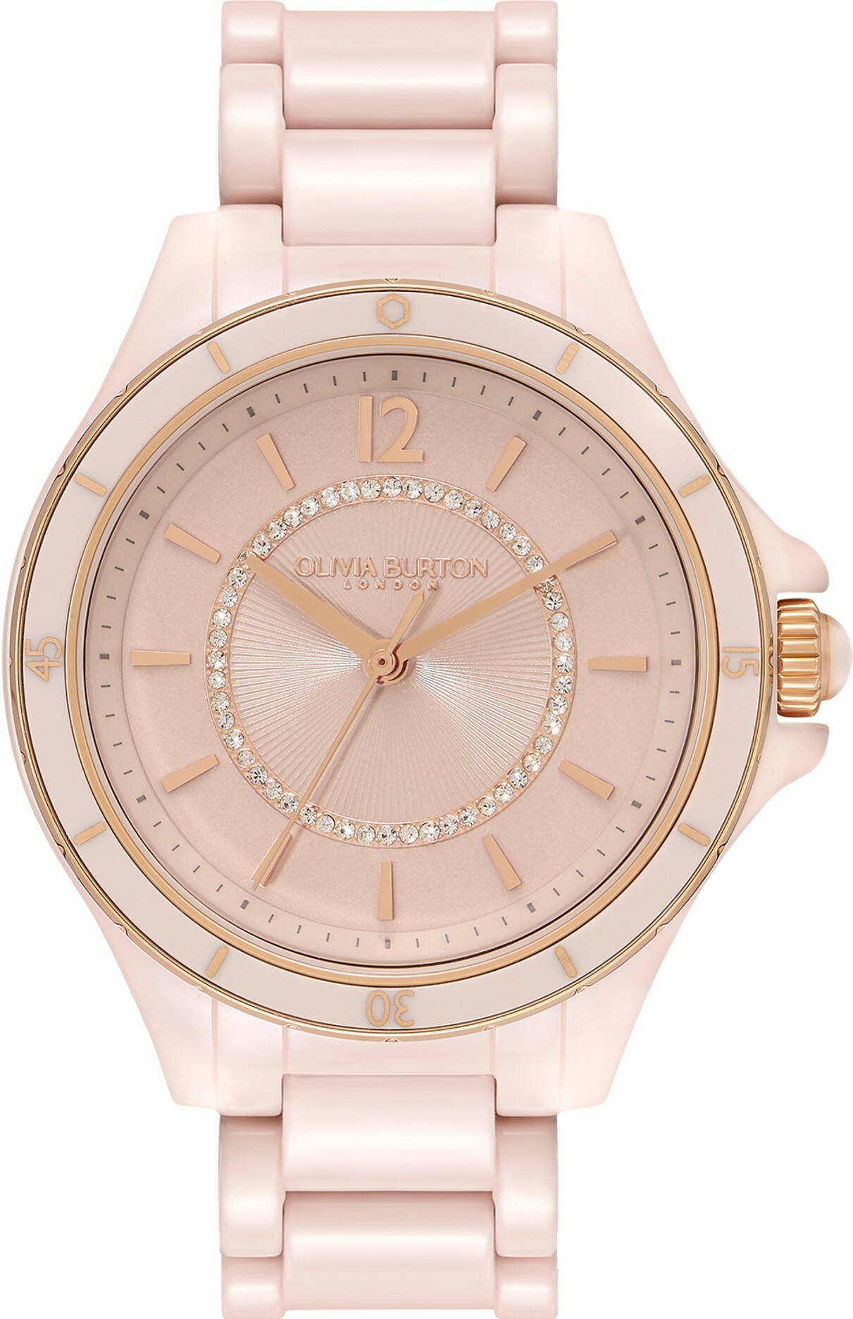 萬年鐘錶 -  Olivia Burton  藝術時尚  Sports Luxe系列  奢華優雅粉色陶瓷款女錶  24000035 錶徑36MM