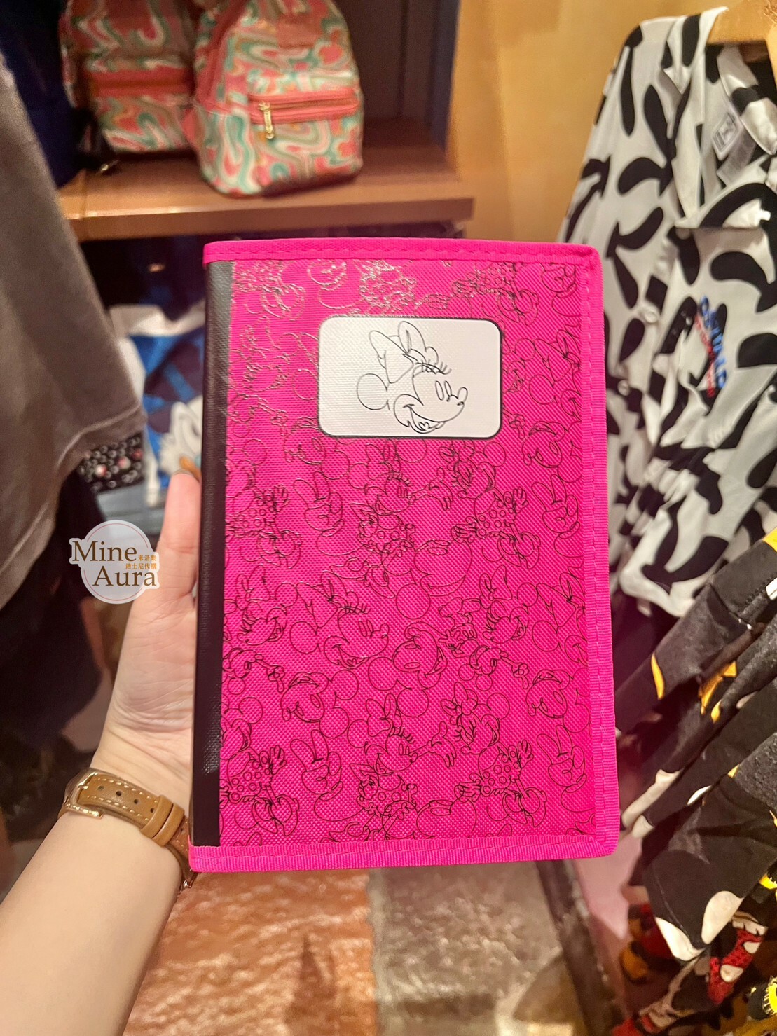 米妮 Minnie 滿版手繪圖案 書本 造型 文具包 文具組 -香港迪士尼樂園