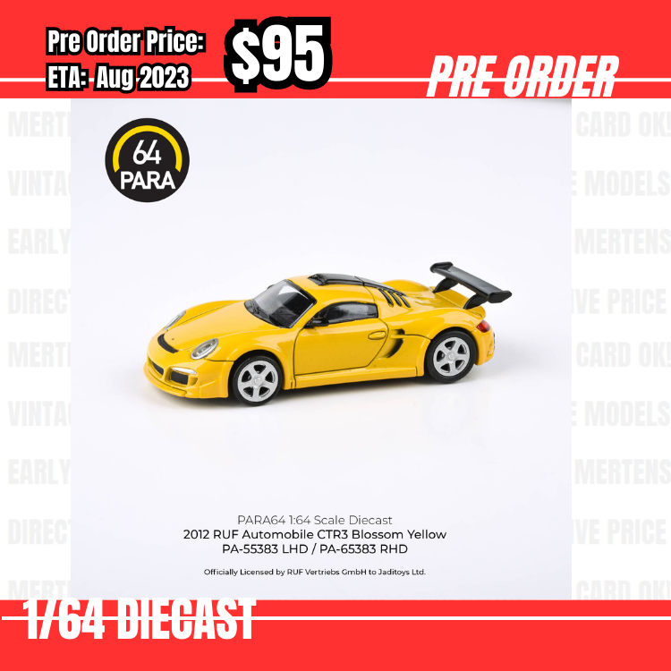 PO-$95 * PARA64 * 1:64 Die-cast 2012 RUF CTR3 Clubsport  Blossom Yellow RHD [OD28/06]