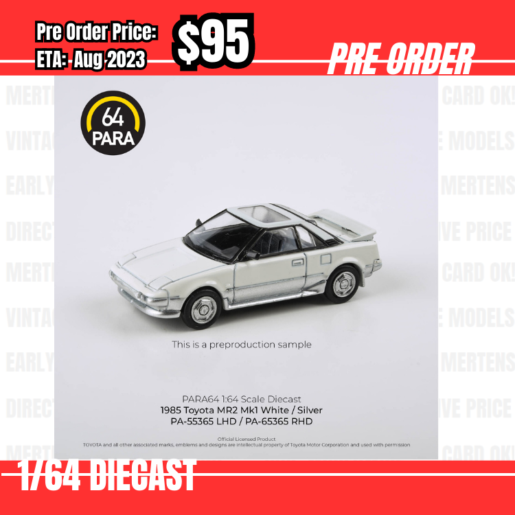 PO-$95 * PARA64 * 1:641985 Toyota MR2 MK1 White/ Silver [OD28/06]