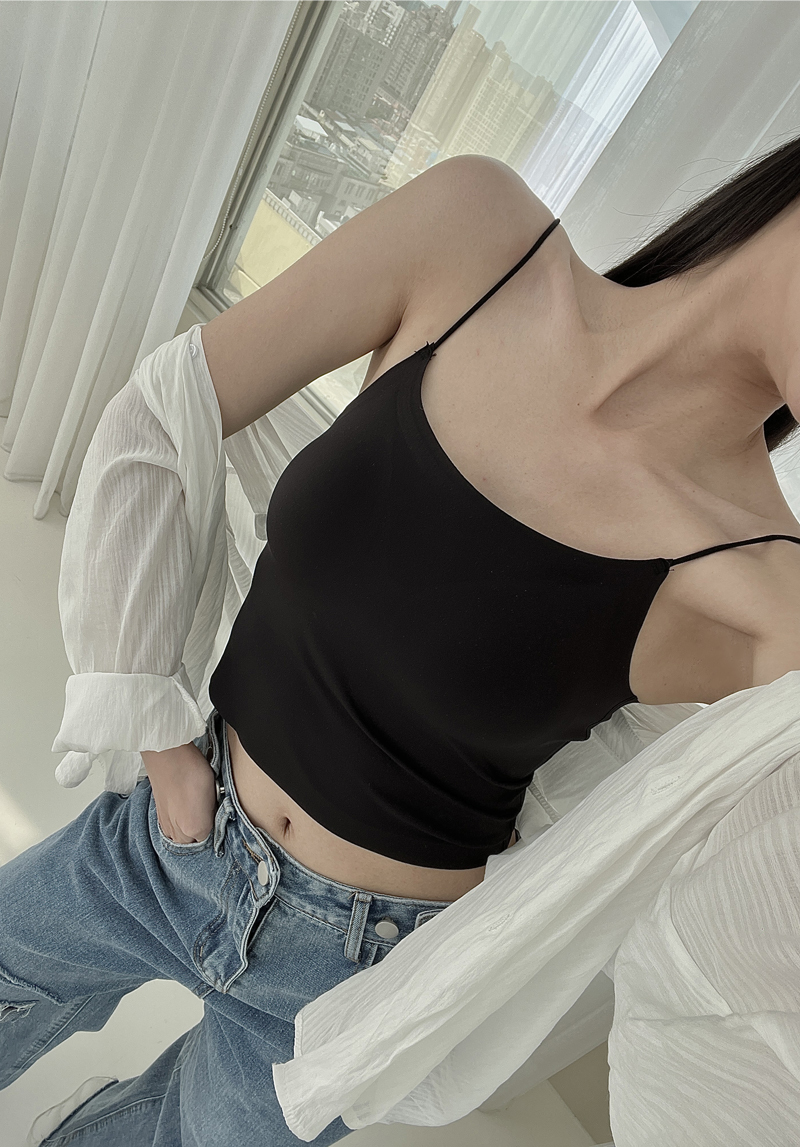 一體式無痕短版細肩背心*4色