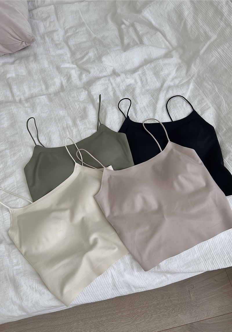 一體式無痕短版細肩背心*4色