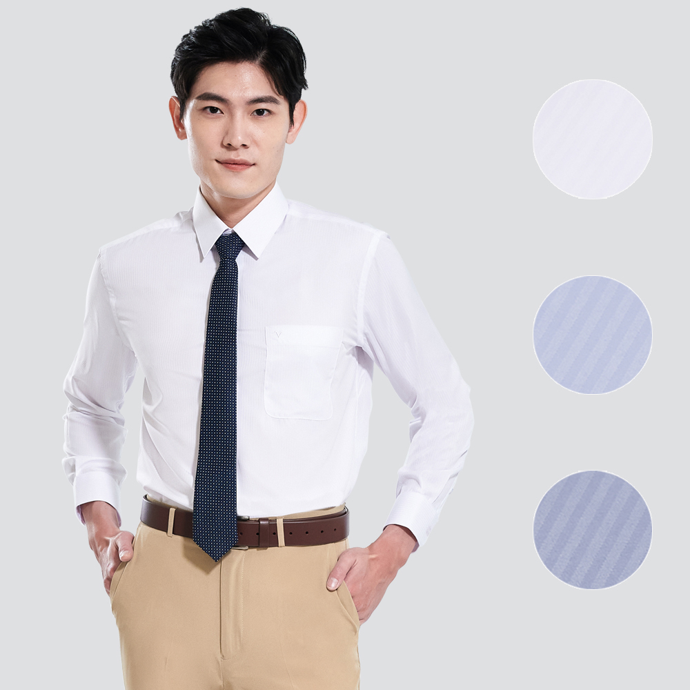 仿天絲條紋長袖襯衫-三色