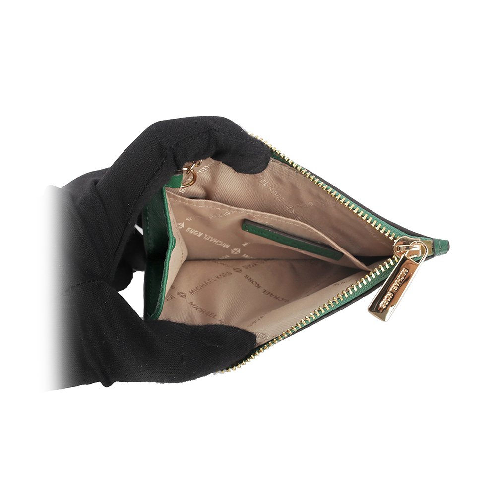 【Michael Kors 】素面皮革零錢包/卡夾/鑰匙包(寶石綠) 35F7GTVU1L JEWEL GRE