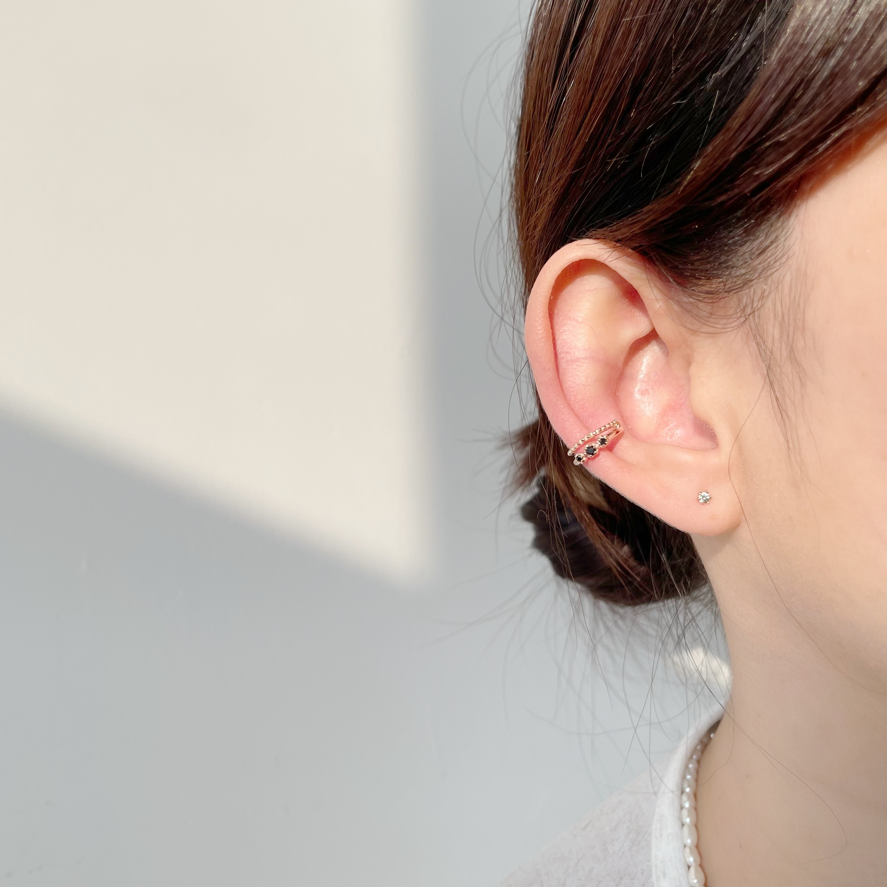 mini六爪黑尖晶雙層耳骨夾