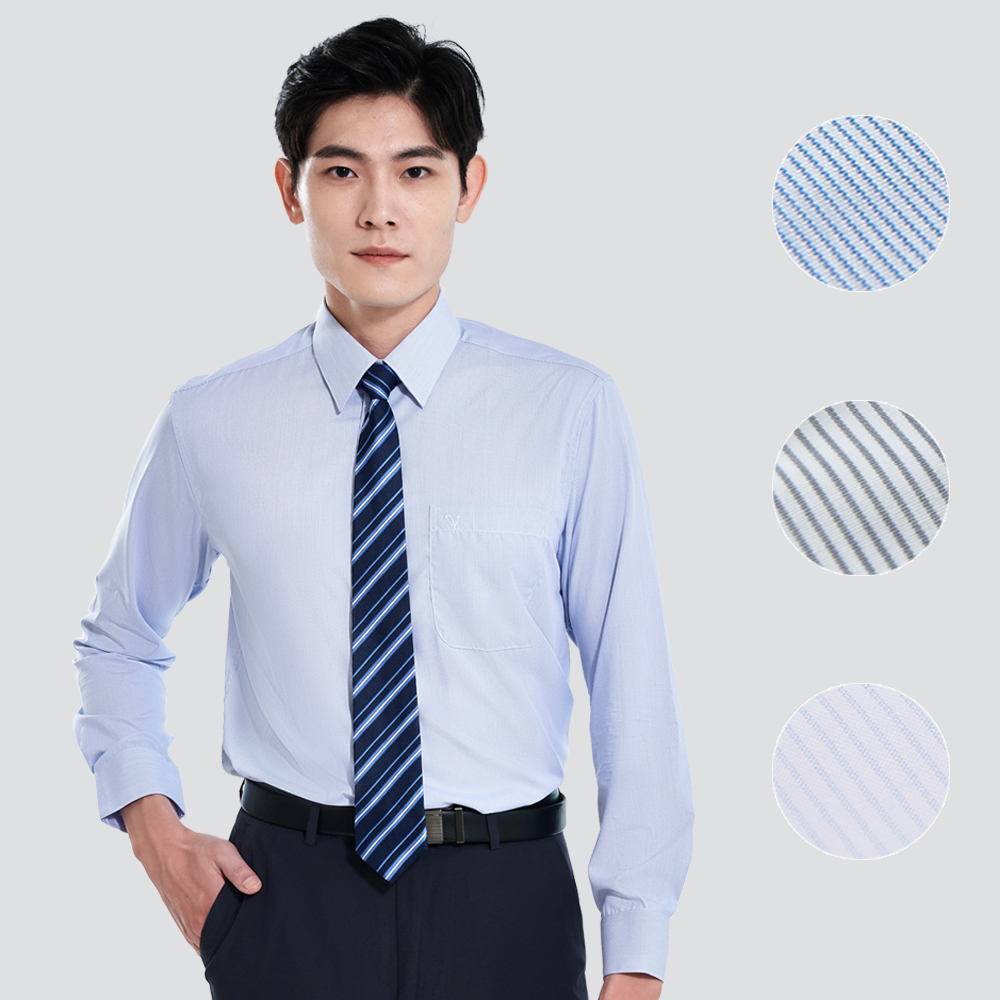 經典條紋長袖襯衫-三色