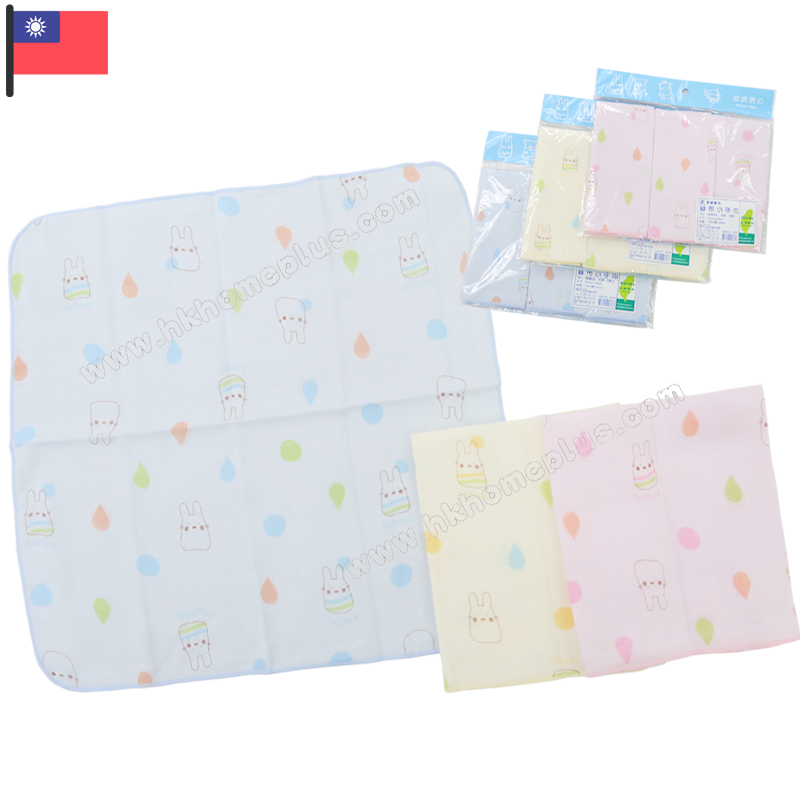 3條裝 舒適牌: 台灣製 - 龍貓色底紗布手帕 90813