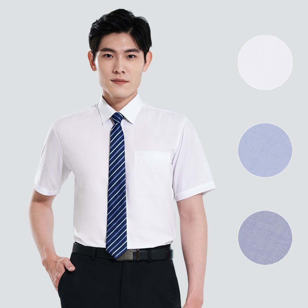 仿天絲素面短袖襯衫-三色