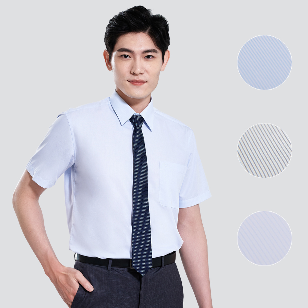 經典條紋短袖襯衫-三色