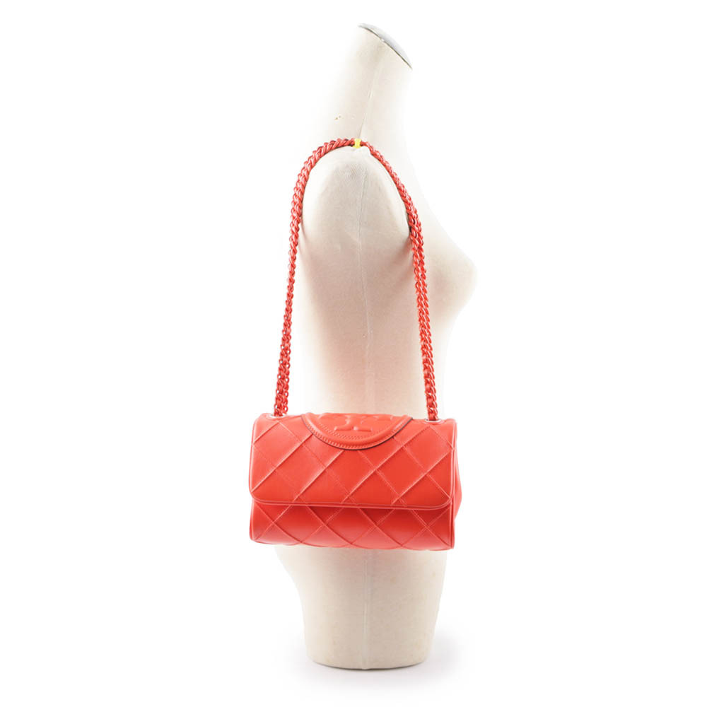 【TORY BURCH】Fleming 縫線翻蓋小款二用包(紅莓色) 152976 600