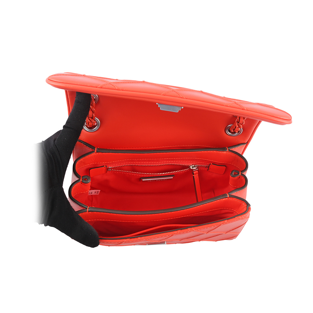 【TORY BURCH】Fleming 縫線翻蓋小款二用包(紅莓色) 152976 600