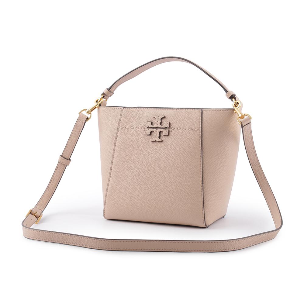 【TORY BURCH】McGRAW 荔枝皮革小型水桶包(沙色) 74956 927