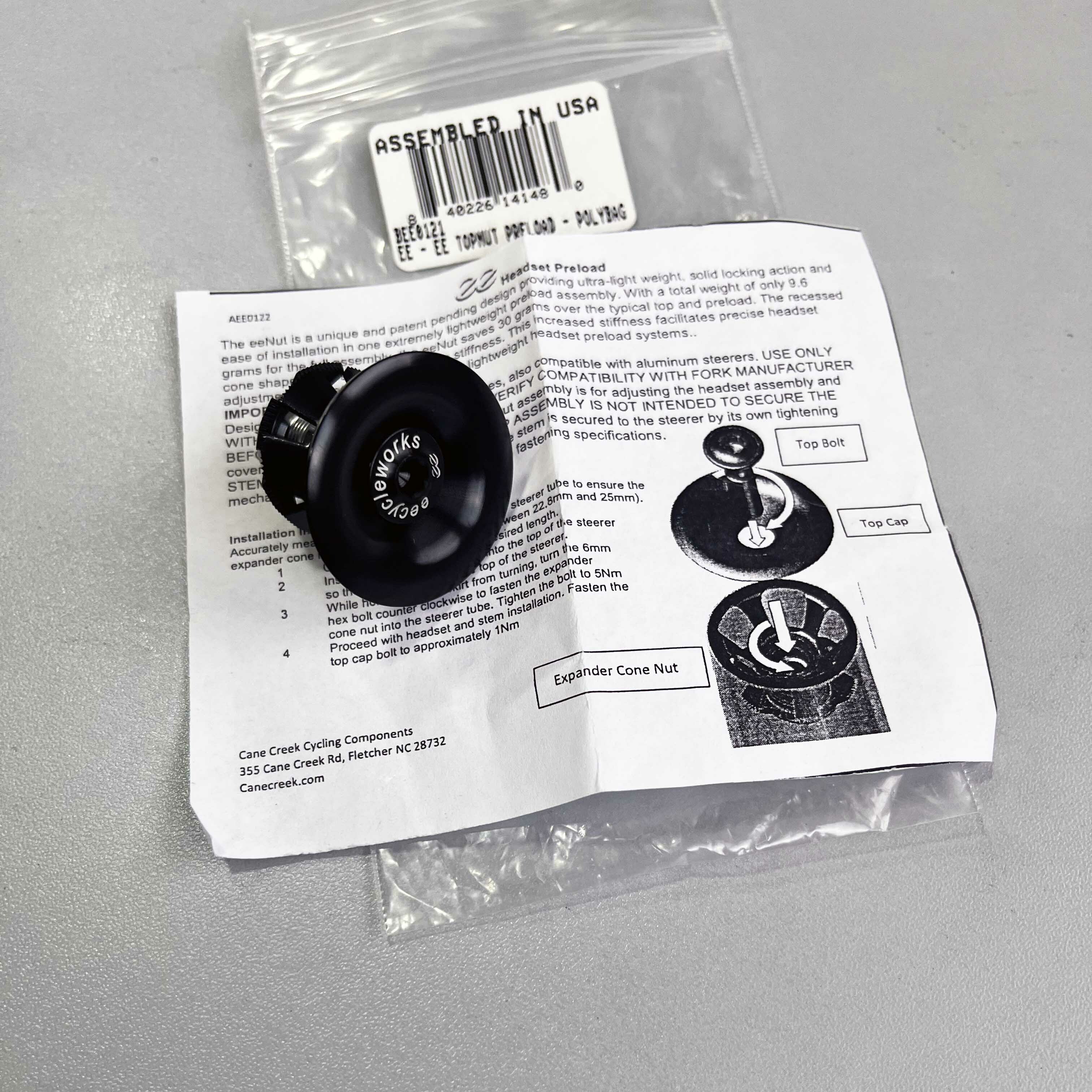 Cane Creek eeNut Headset (Top Cap + Bolt + Expander Nut)