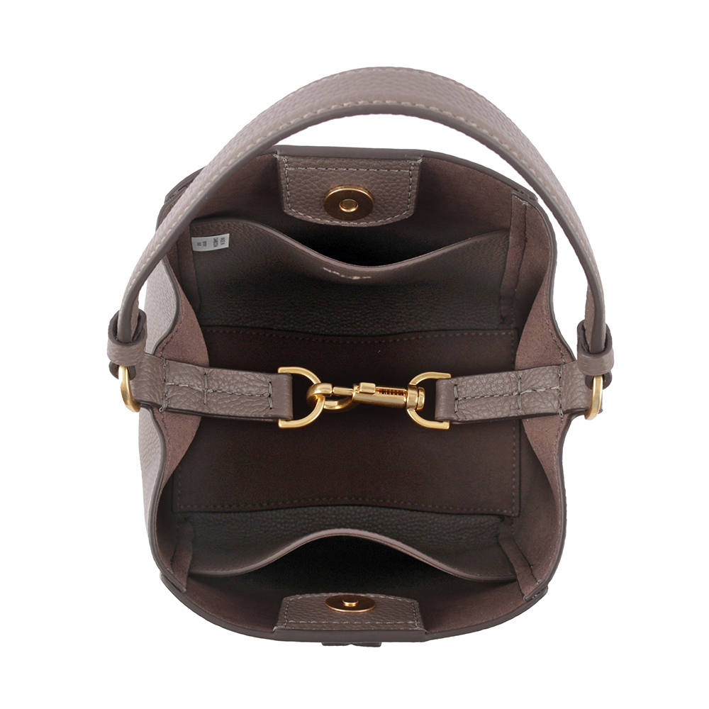 【TORY BURCH】McGRAW 荔枝皮革小型水桶包(象灰色) 74956 963