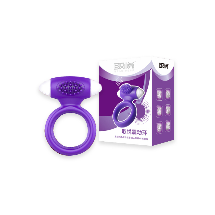 調情毛刷鎖精震動環(電池款) 紫