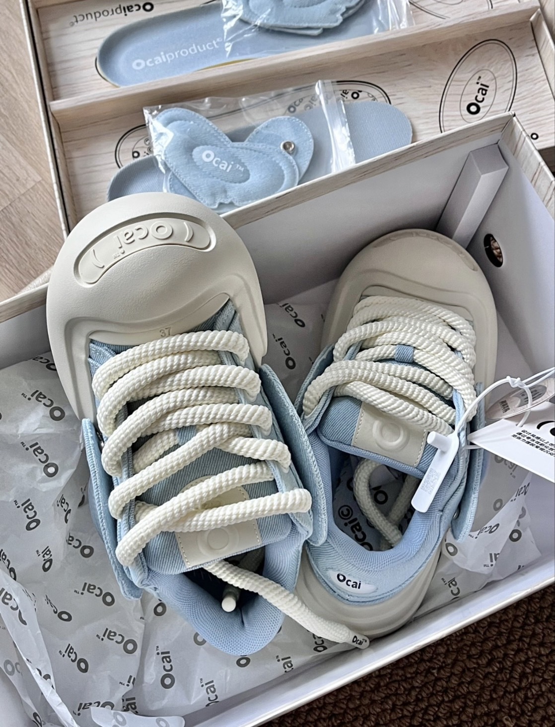 Ocai smile開口笑 海水藍帆布鞋