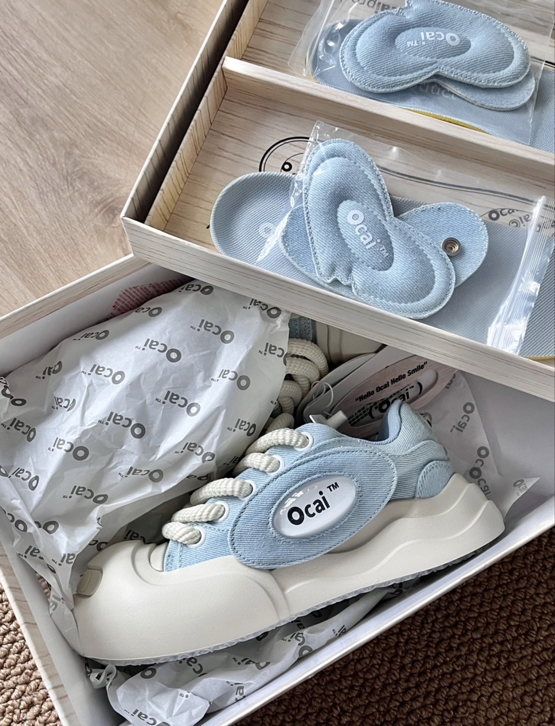 Ocai smile開口笑 海水藍帆布鞋