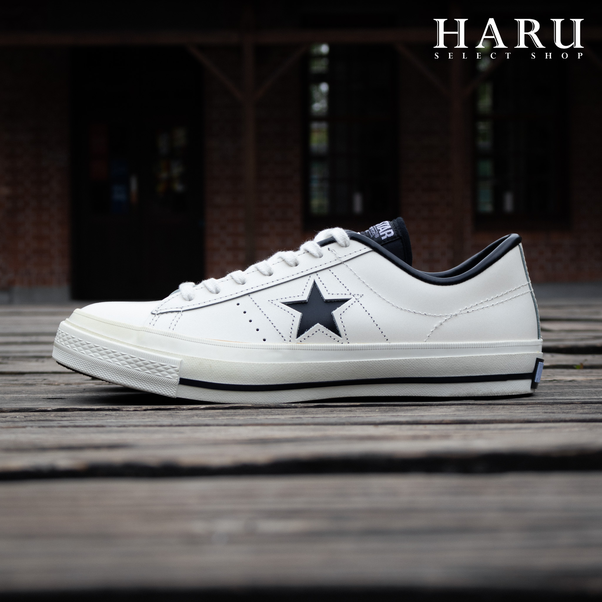 日本製CONVERSE ONE STAR J OX 白黑皮質余文樂複古黑標32346510