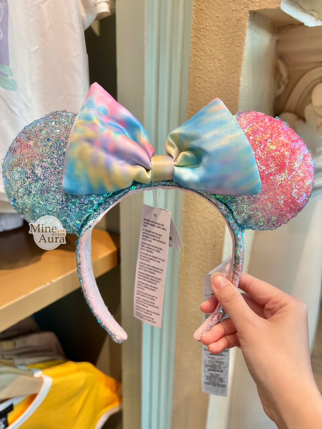 米妮 Minnie 蝴蝶結 渲染漸層 亮片 米奇頭造型 髮圈 髮箍 -香港迪士尼樂園
