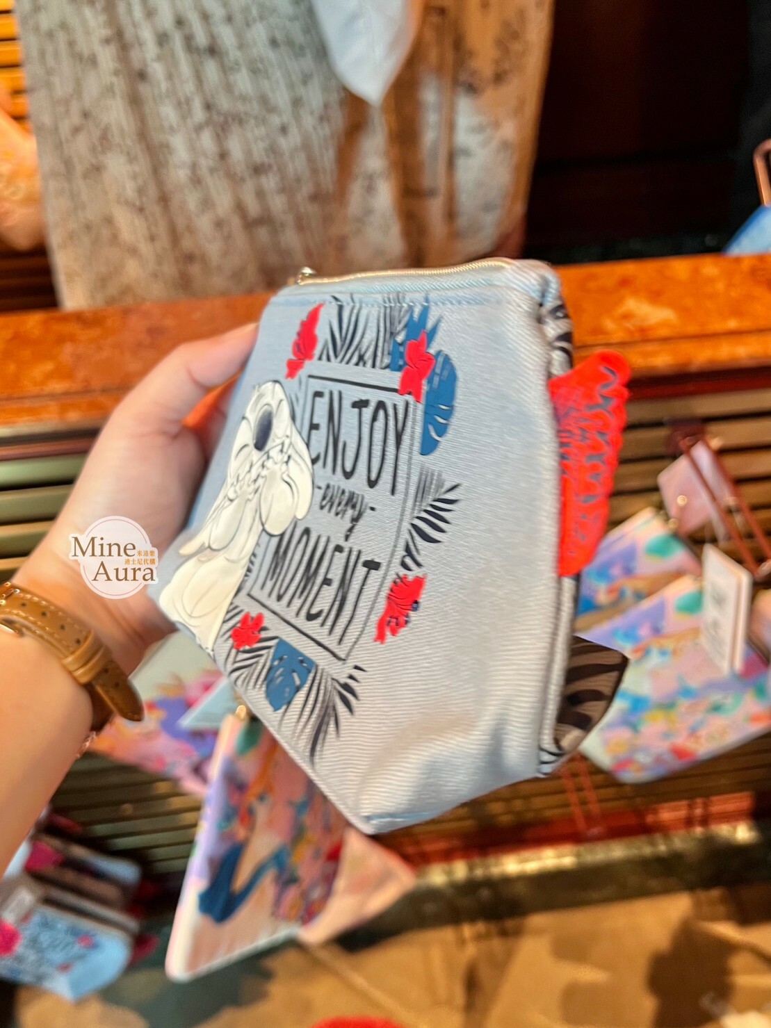 史迪奇 Stitch 扶桑花圖案 收納包 化妝包 星際寶貝 Lilo & Stitch -香港迪士尼樂園