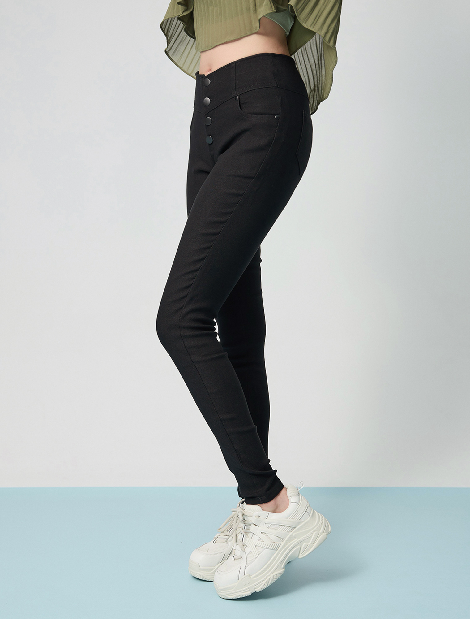 法朵Fado Shop｜四釦高腰顯瘦褲 279C011 黑S~XL