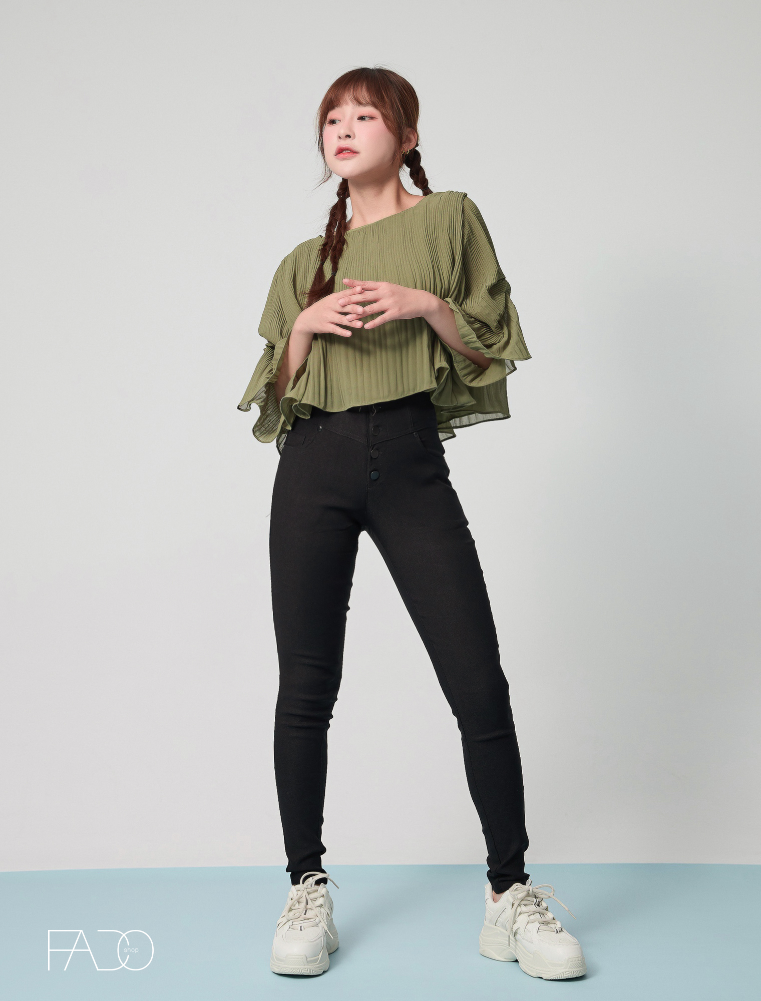 法朵Fado Shop｜四釦高腰顯瘦褲 279C011 黑S~XL