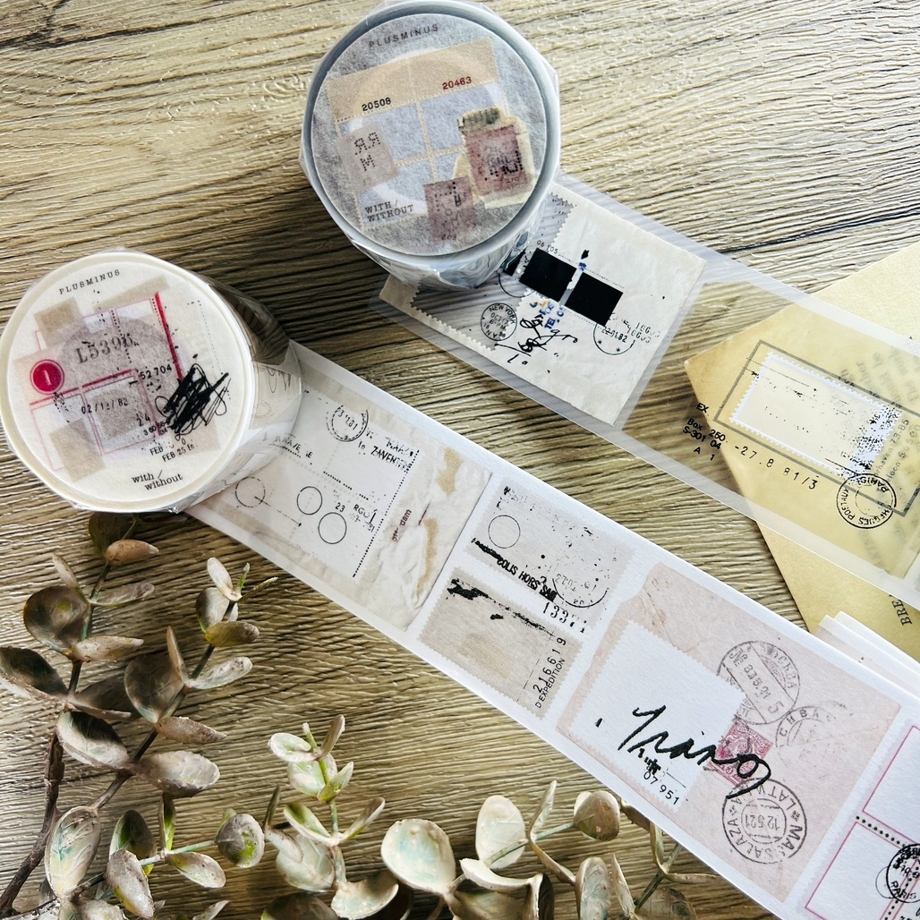 PLUSMINUS．With/Without 5cm霧面PET/霧面日本和紙膠帶 <整捲/分裝>