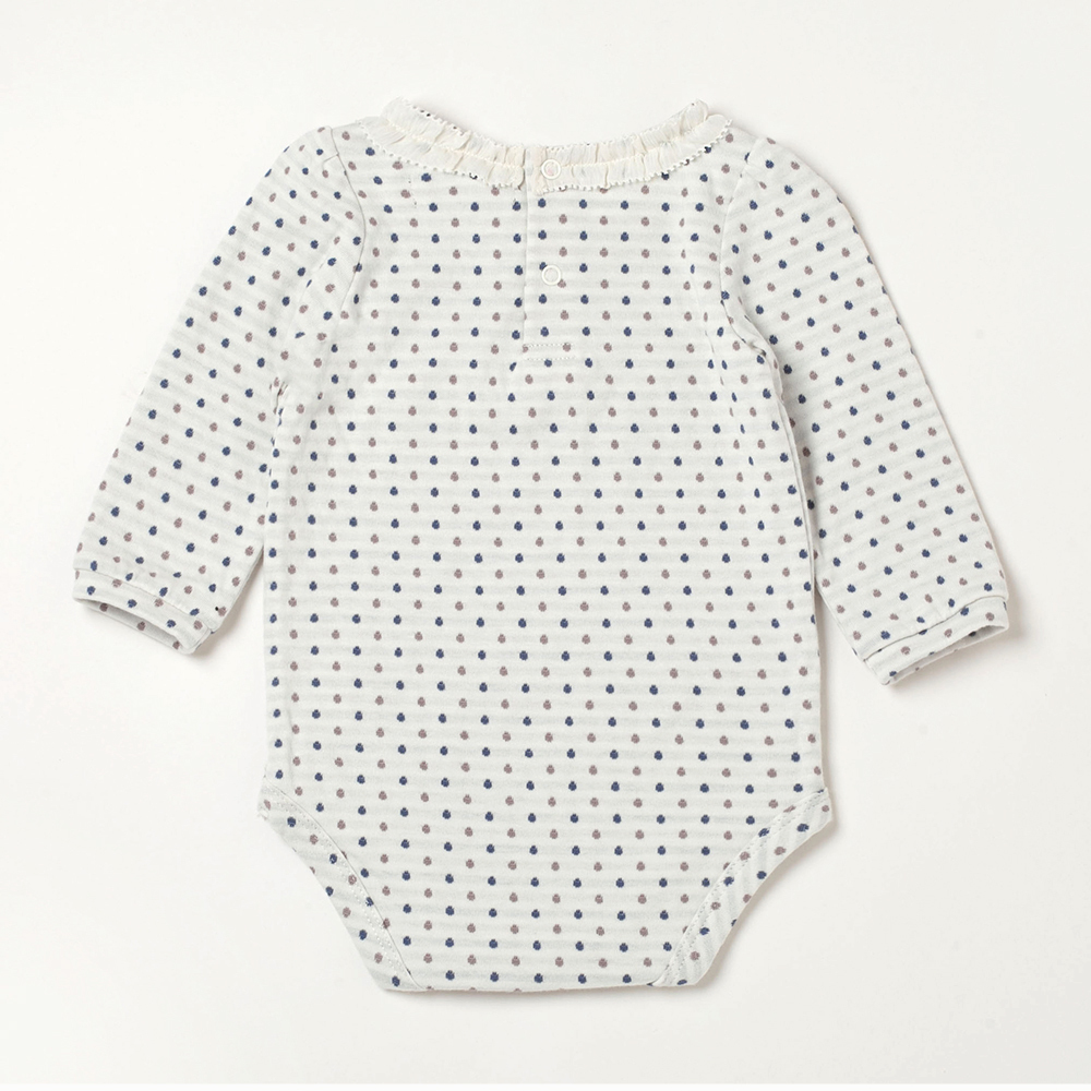 PIPPY優雅點點棉質長袖包屁衣 米
