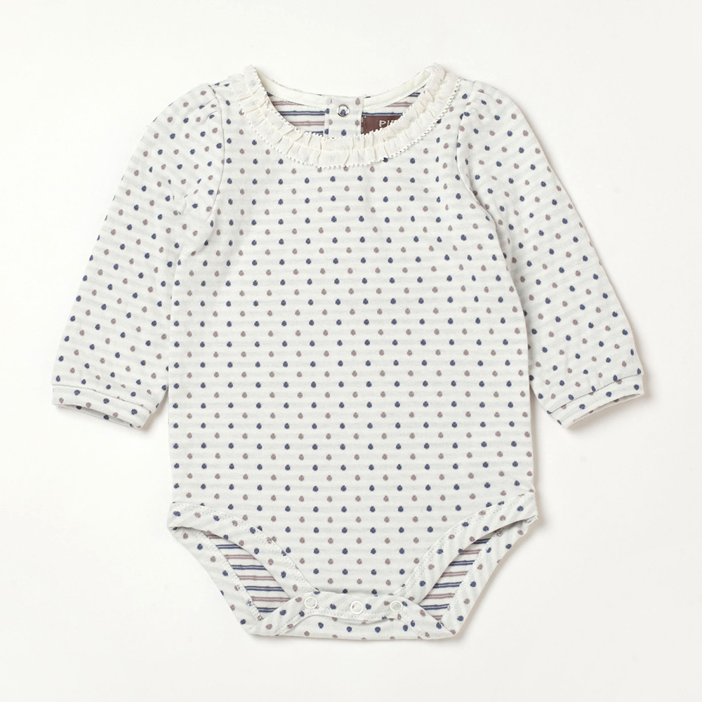 PIPPY優雅點點棉質長袖包屁衣 米