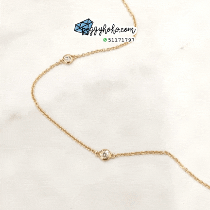 全新18K玫瑰金33份鑽石頸鍊