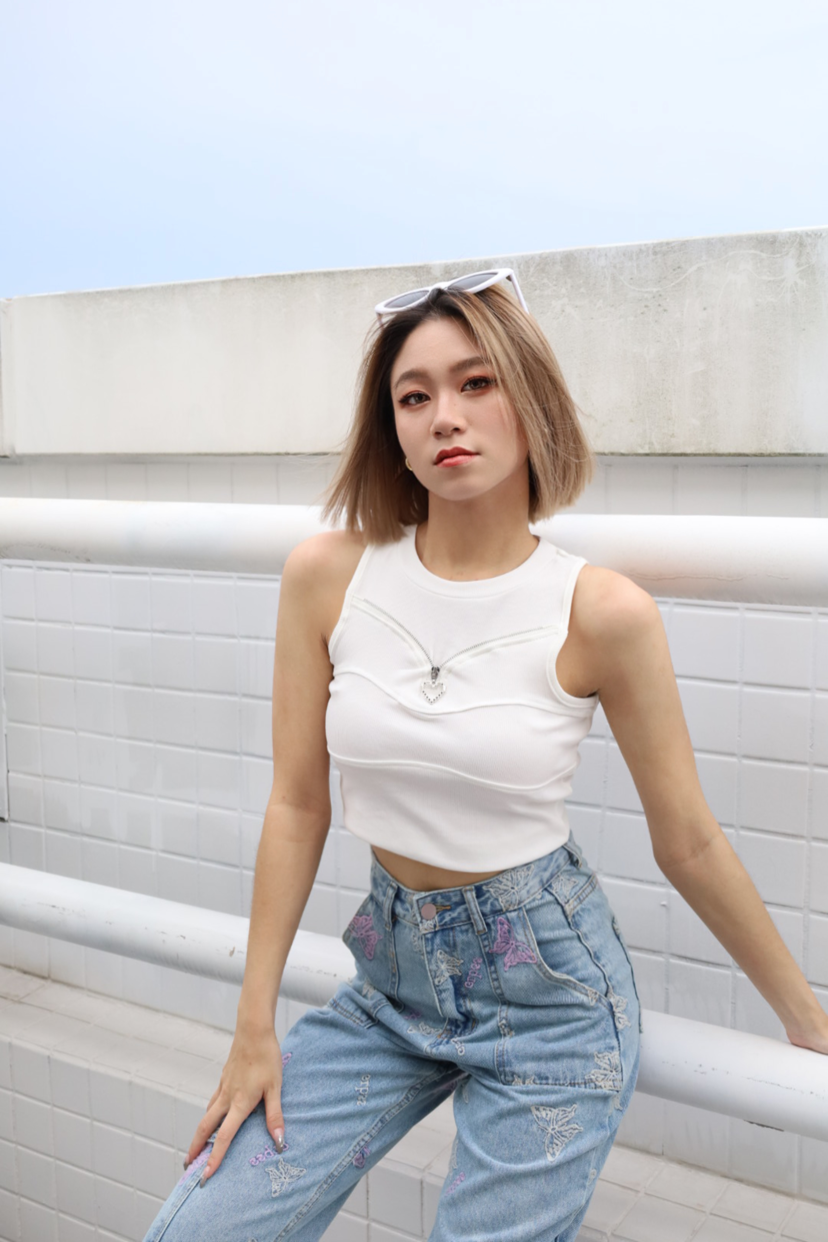 拉鍊愛心短版背心