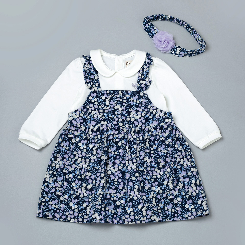 PIPPY 甜美碎花吊帶裙棉質3件組禮盒 紫